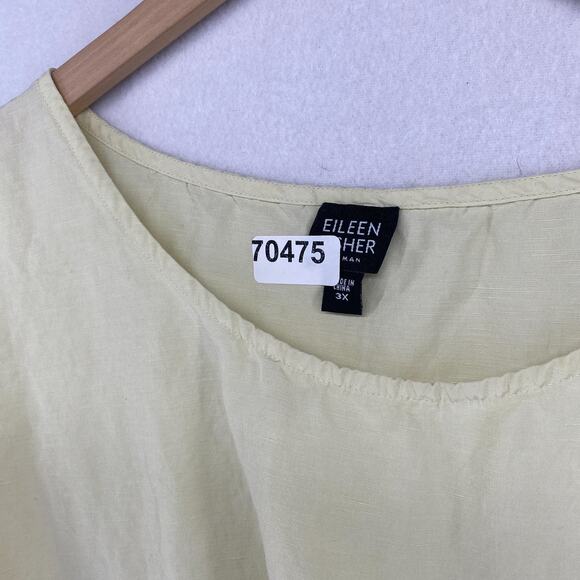 EILEEN FISHER Tank Top 3X Plus Linen Silk Woven Round Neck Shell Yellow - Picture 12 of 12